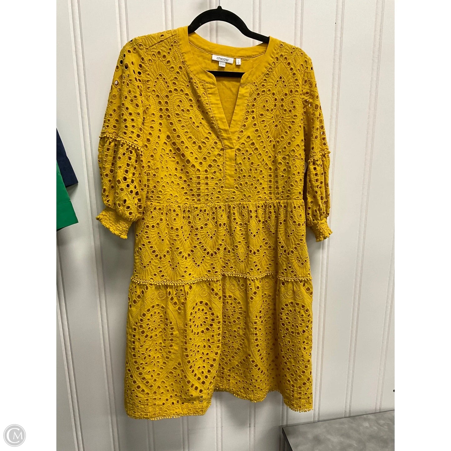 Dress Casual Midi By Chicos In Yellow, Size: M