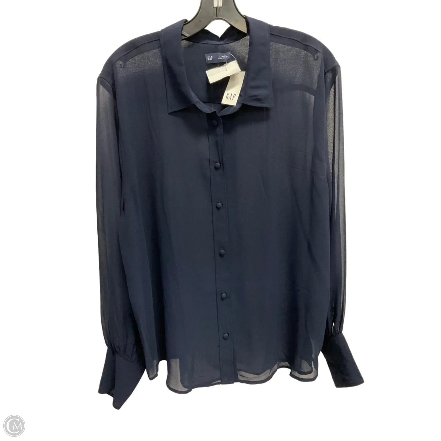 Blouse Long Sleeve By Gap In Navy, Size: L