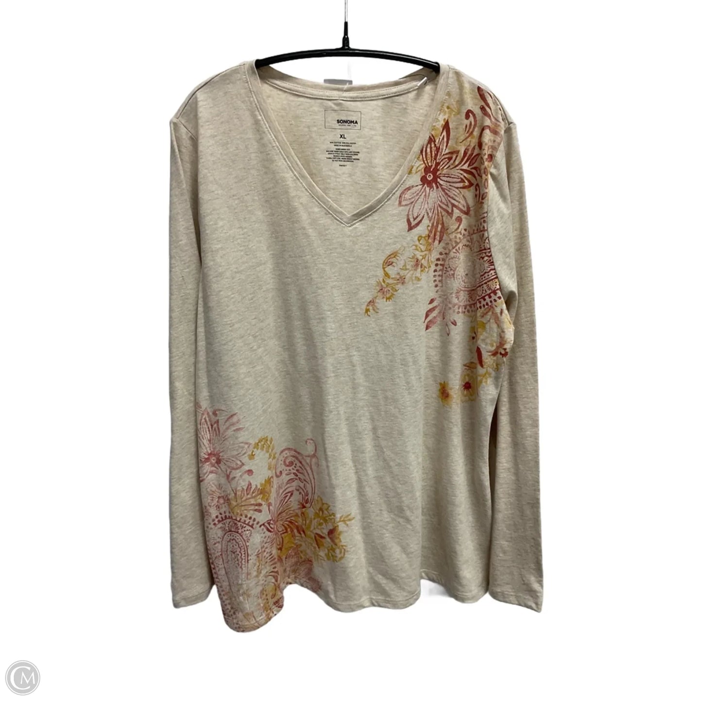 Top Long Sleeve Basic By Sonoma In Tan, Size: Xl