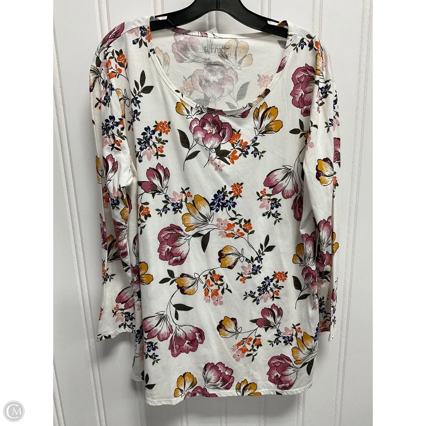 Top Long Sleeve Basic By Terra & Sky In Floral Print, Size: L