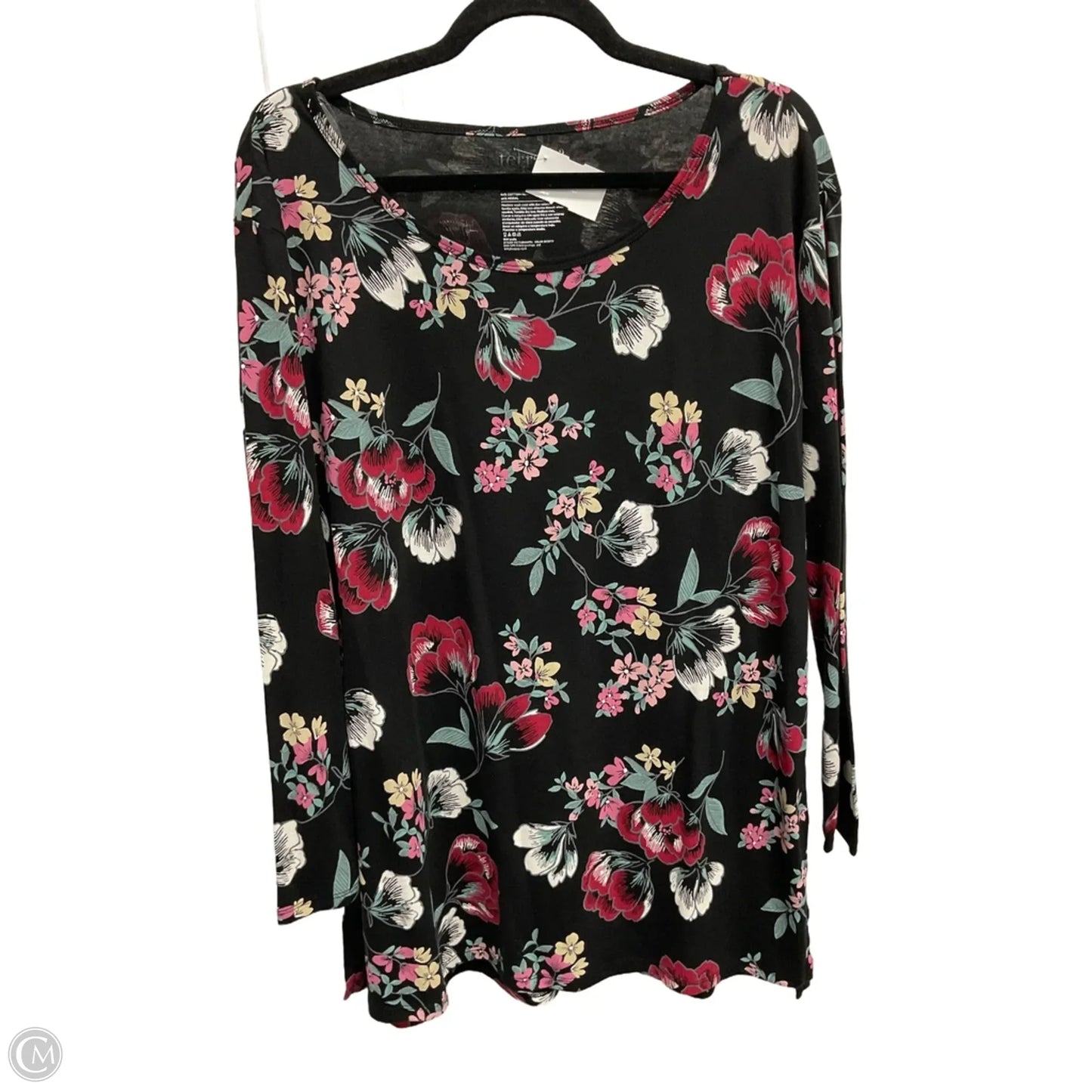 Top Long Sleeve Basic By Terra & Sky In Floral Print, Size: L