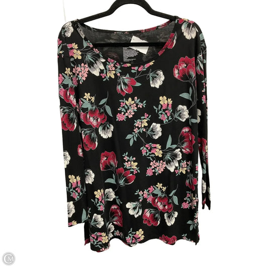 Top Long Sleeve Basic By Terra & Sky In Floral Print, Size: L