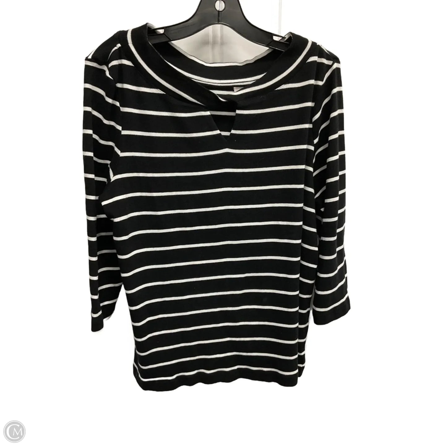 Top 3/4 Sleeve By Chicos In Striped Pattern, Size: L