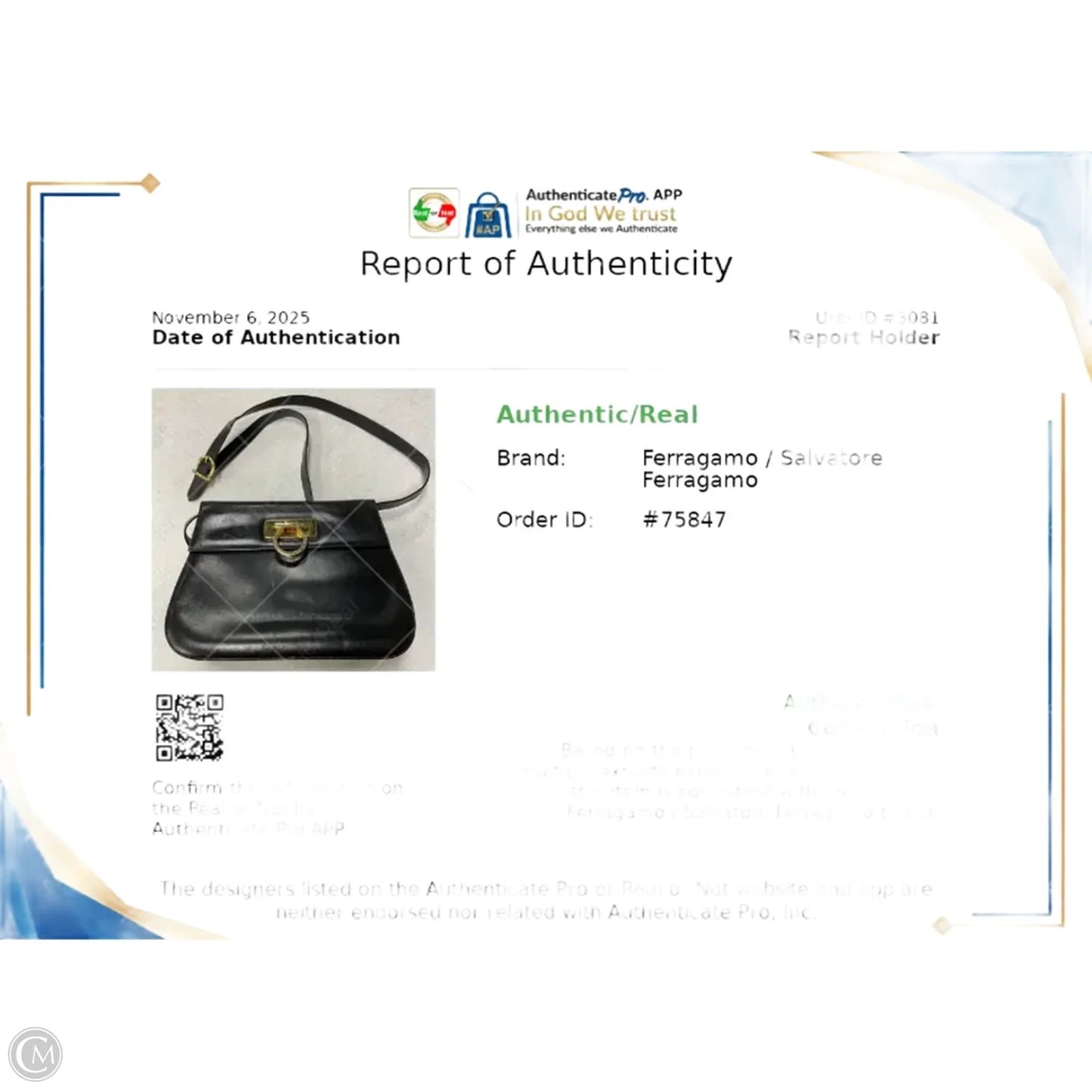 Gancini Black Leather Shoulder Bag By Ferragamo, Size: Medium