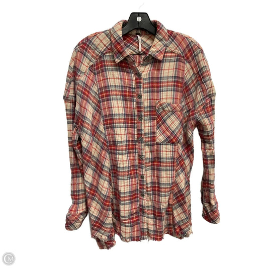 Top Long Sleeve By Free People In Plaid Pattern, Size: M