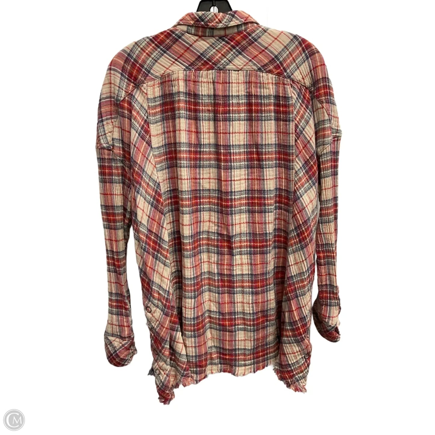Top Long Sleeve By Free People In Plaid Pattern, Size: M