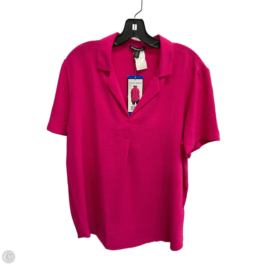 Top Short Sleeve By Hilary Radley In Pink, Size: L