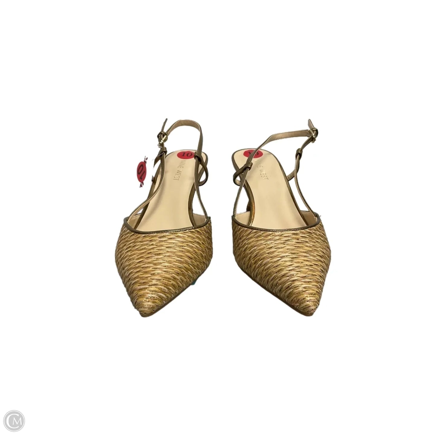 Shoes Heels Kitten By Nine West In Gold, Size: 10