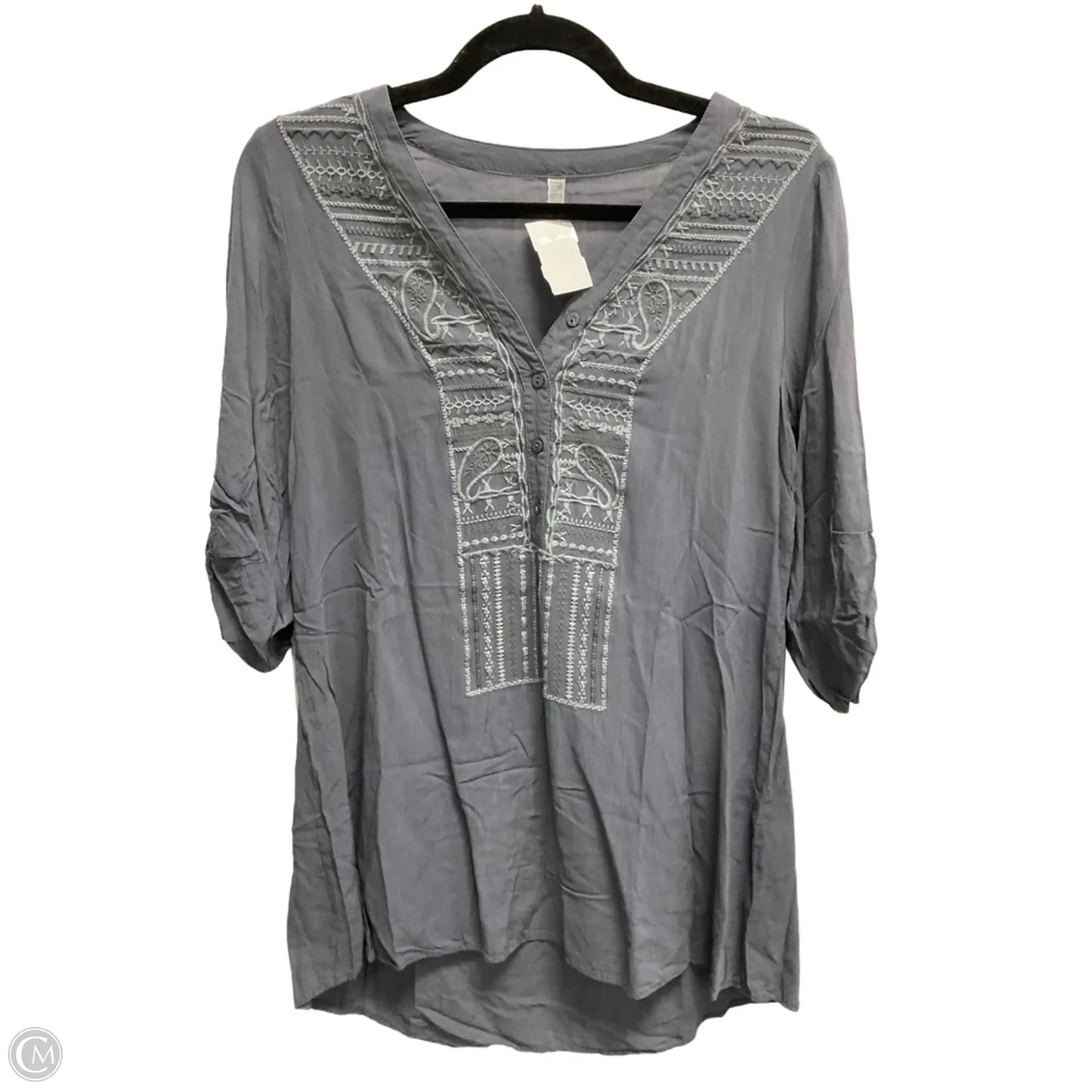 Tunic Long Sleeve By Clothes Mentor In Grey, Size: S