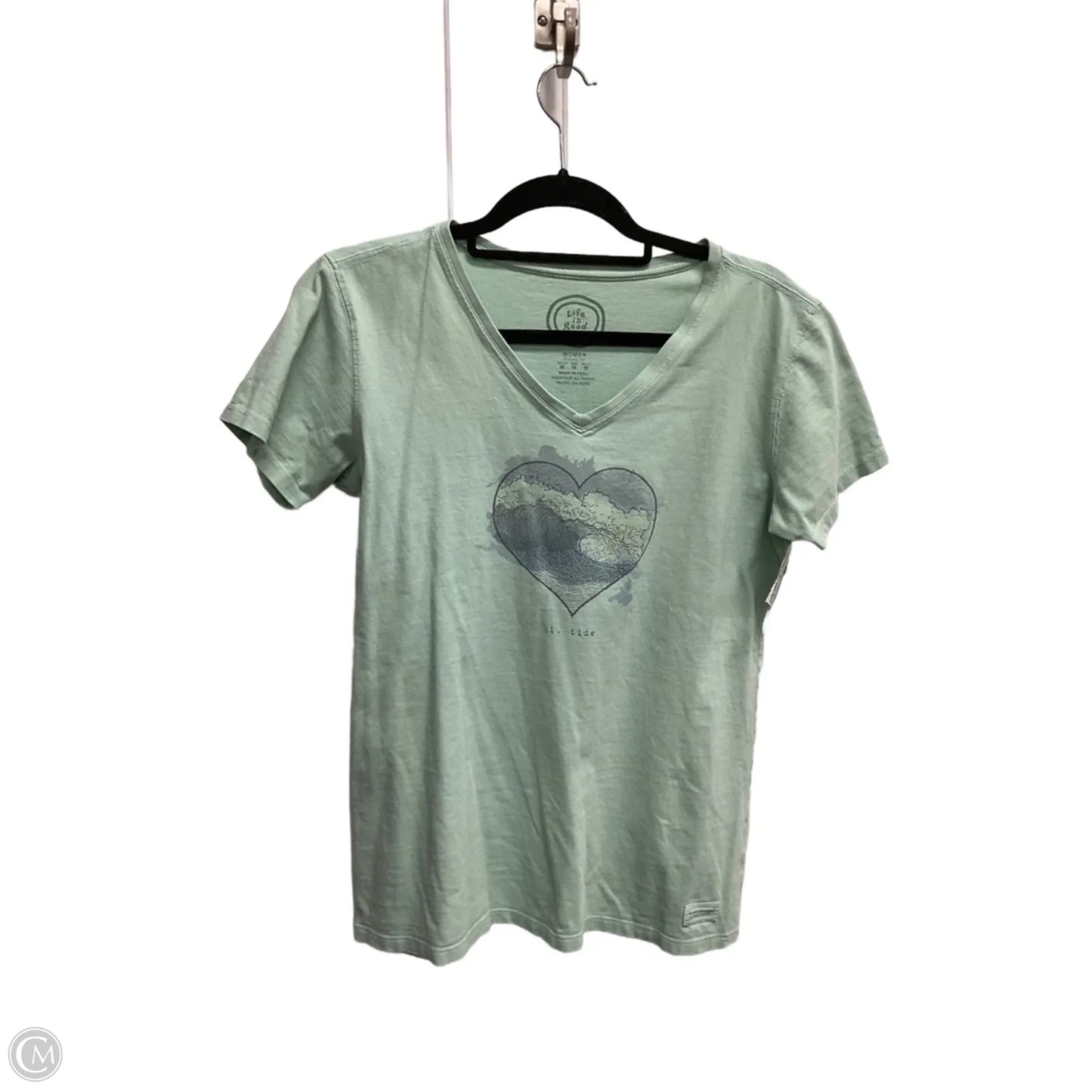 Top Short Sleeve By Life Is Good In Green, Size: M