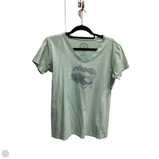 Top Short Sleeve By Life Is Good In Green, Size: M