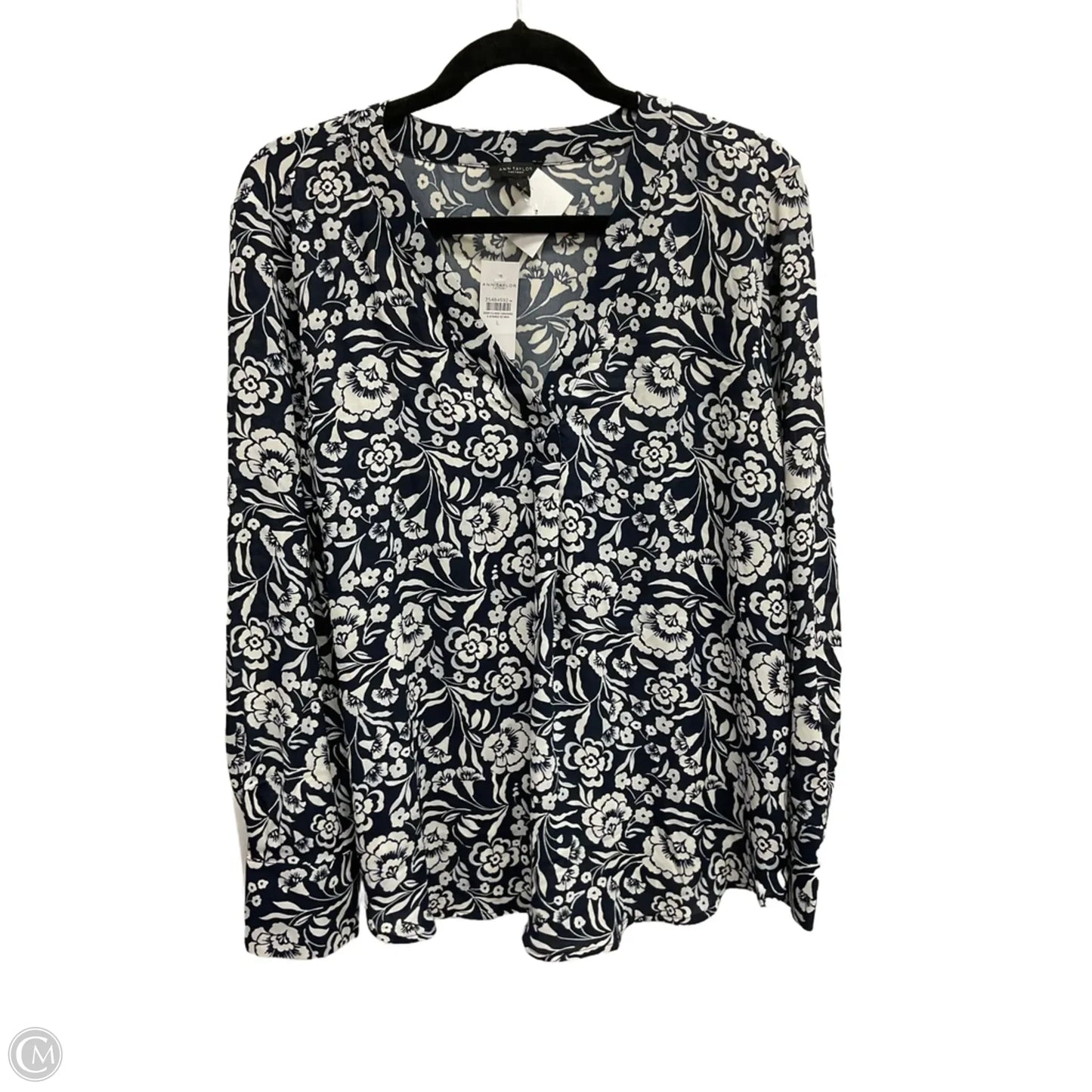 Blouse Long Sleeve By Ann Taylor In Floral Print, Size: L