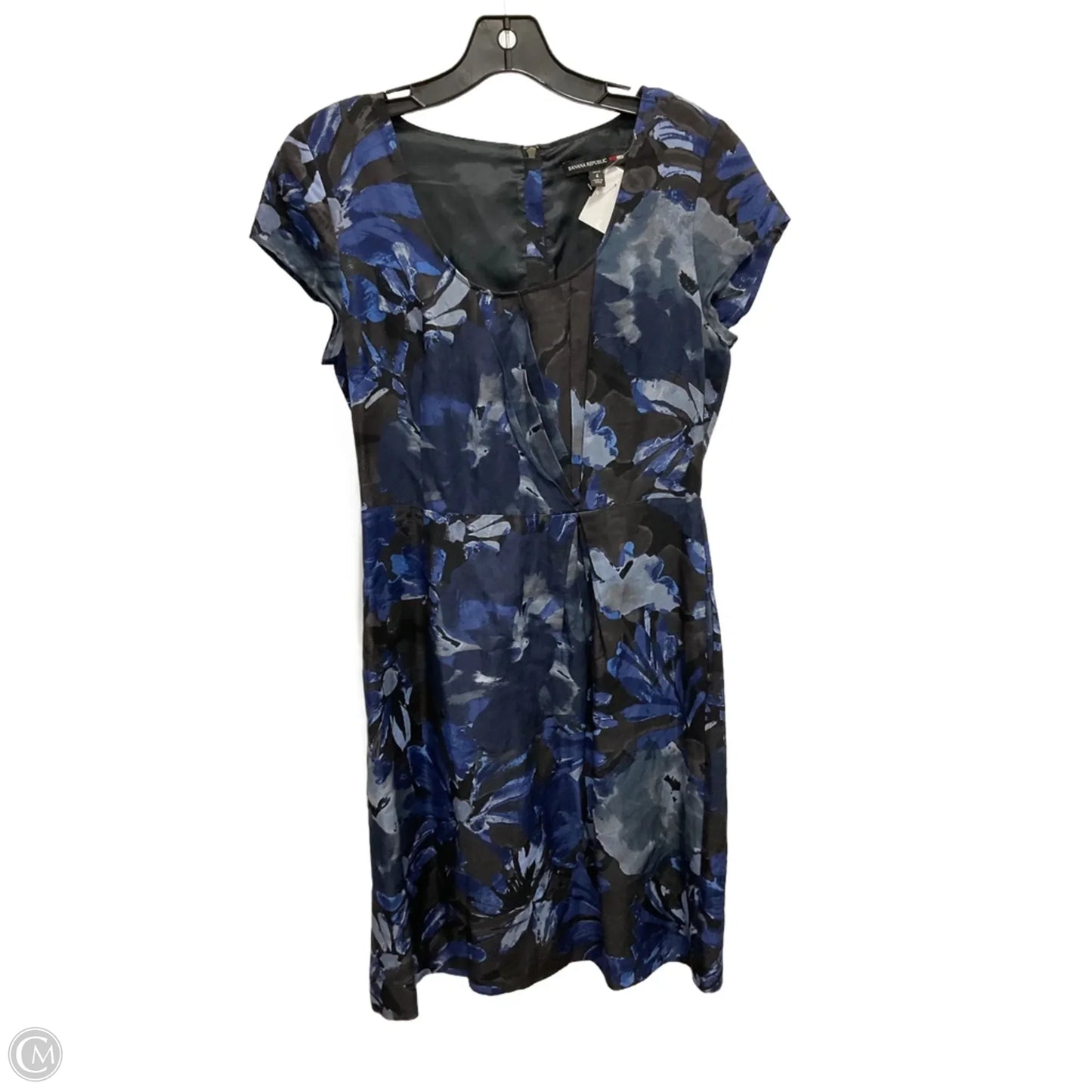 Dress Casual Midi By Banana Republic In Black & Blue, Size: 4p