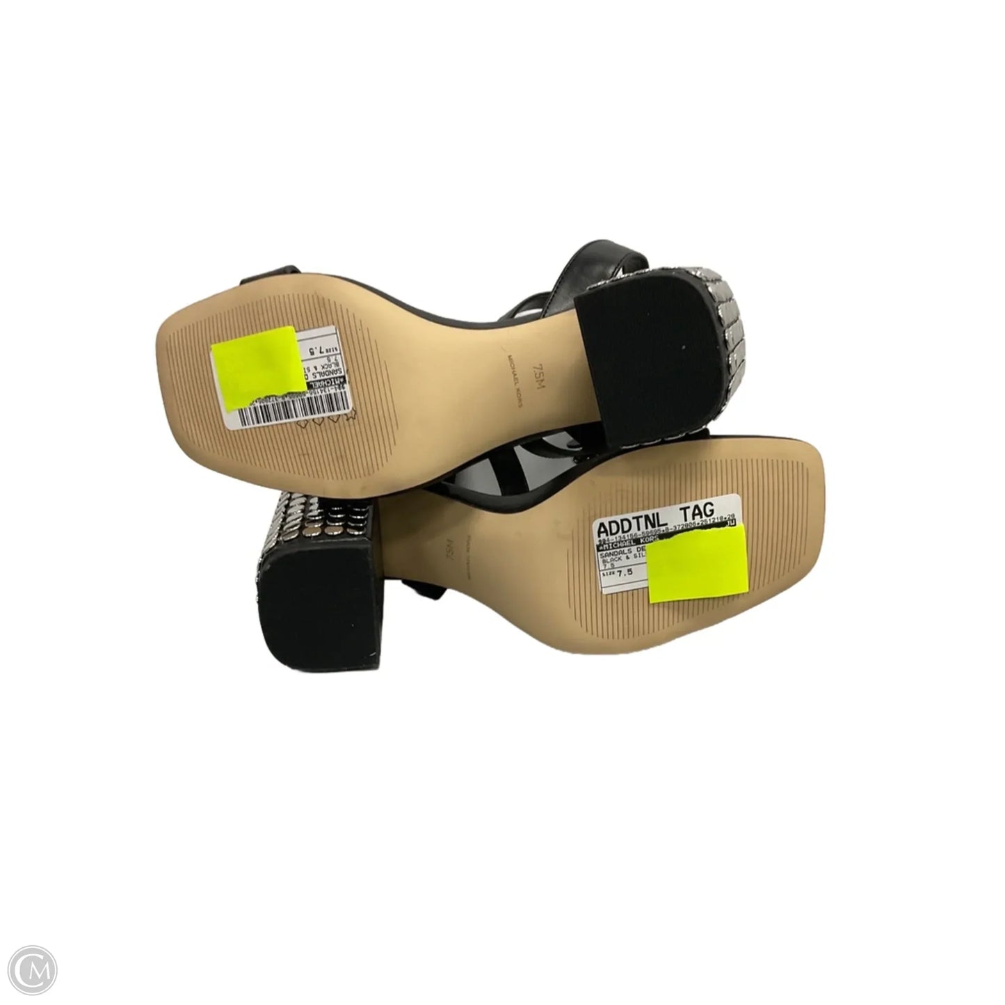 Sandals Designer By Michael Kors In Black & Silver, Size: 7.5