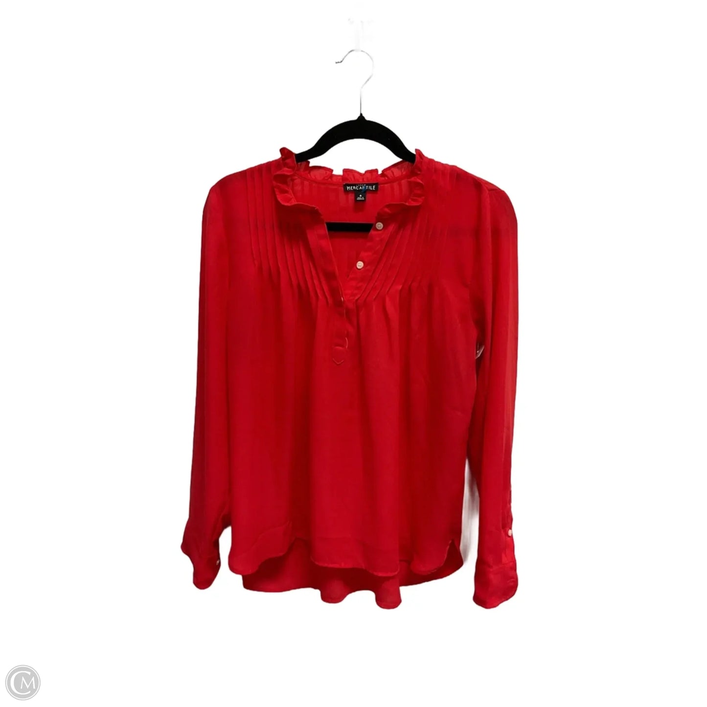 Blouse Long Sleeve By J. Crew In Red, Size: S