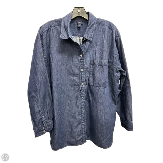 Top Long Sleeve By J. Crew In Blue Denim, Size: Xl