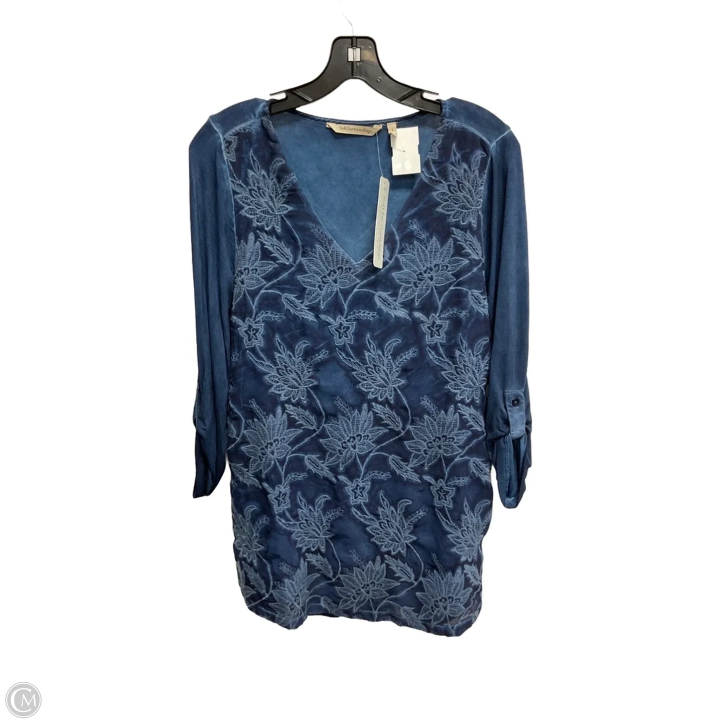 Top 3/4 Sleeve By Soft Surroundings In Blue, Size: S