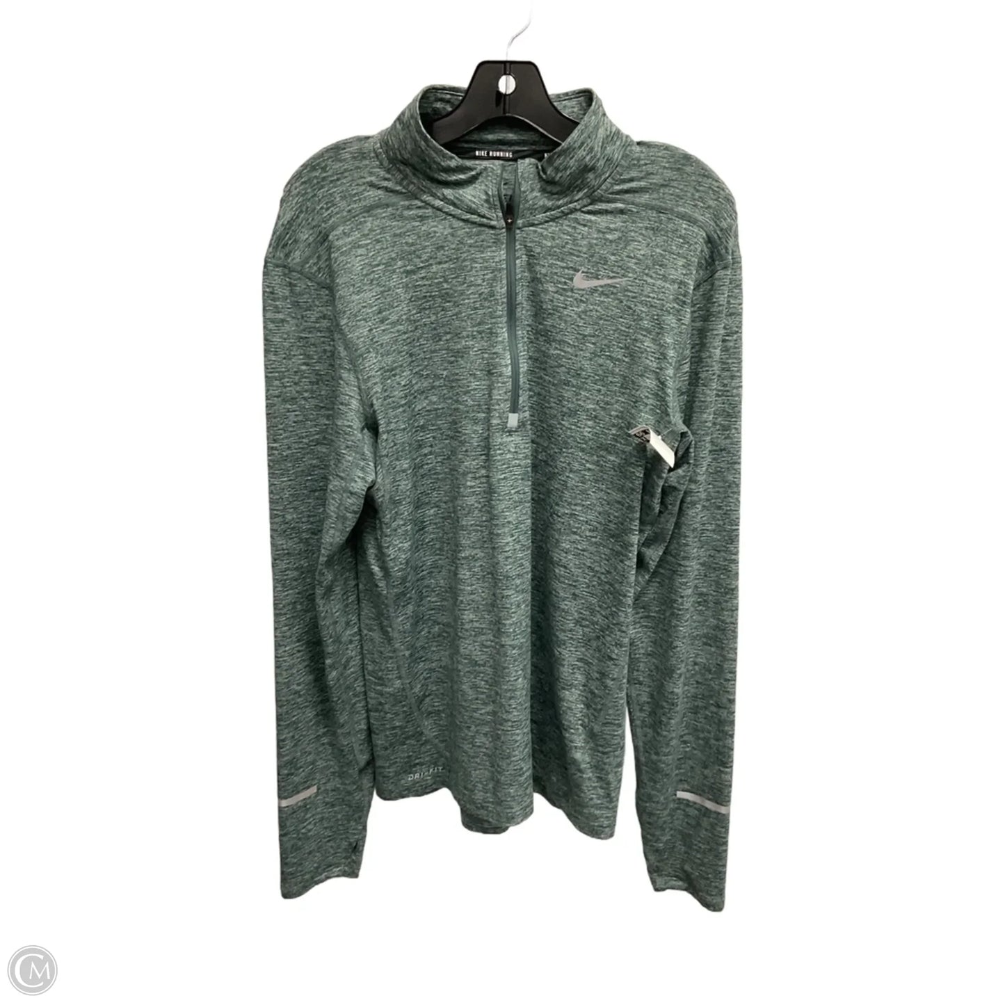 Athletic Top Long Sleeve Collar By Nike Apparel In Green, Size: S