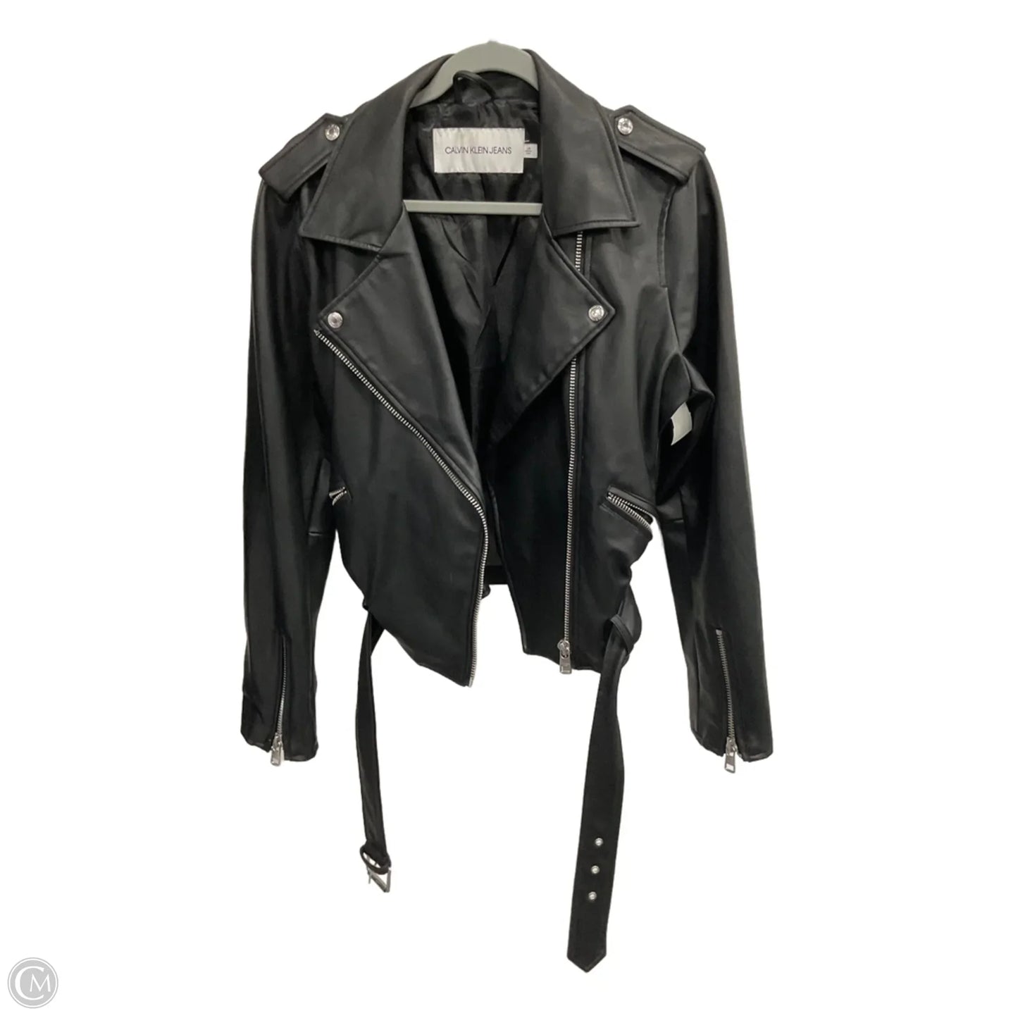 Jacket Moto By Calvin Klein In Black, Size: L