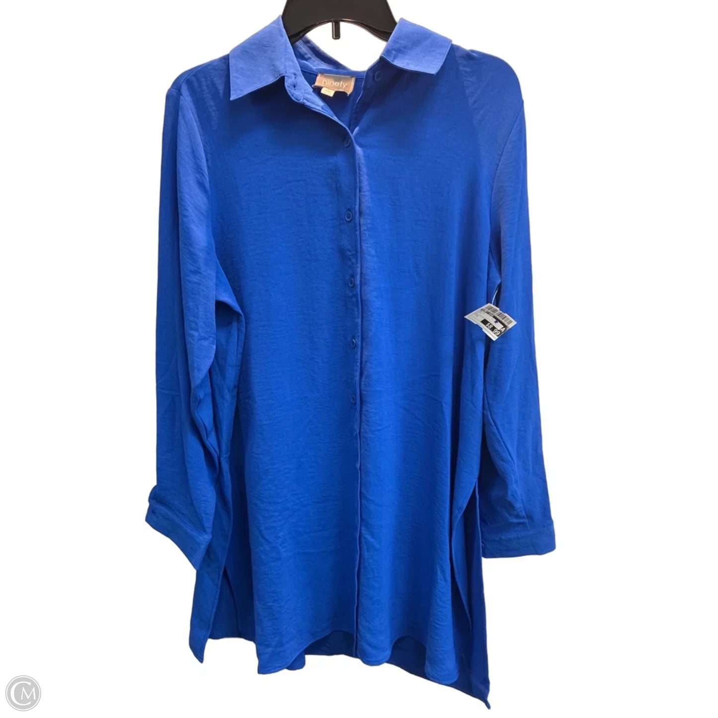 Top Long Sleeve By Ninety Woman In Blue, Size: M