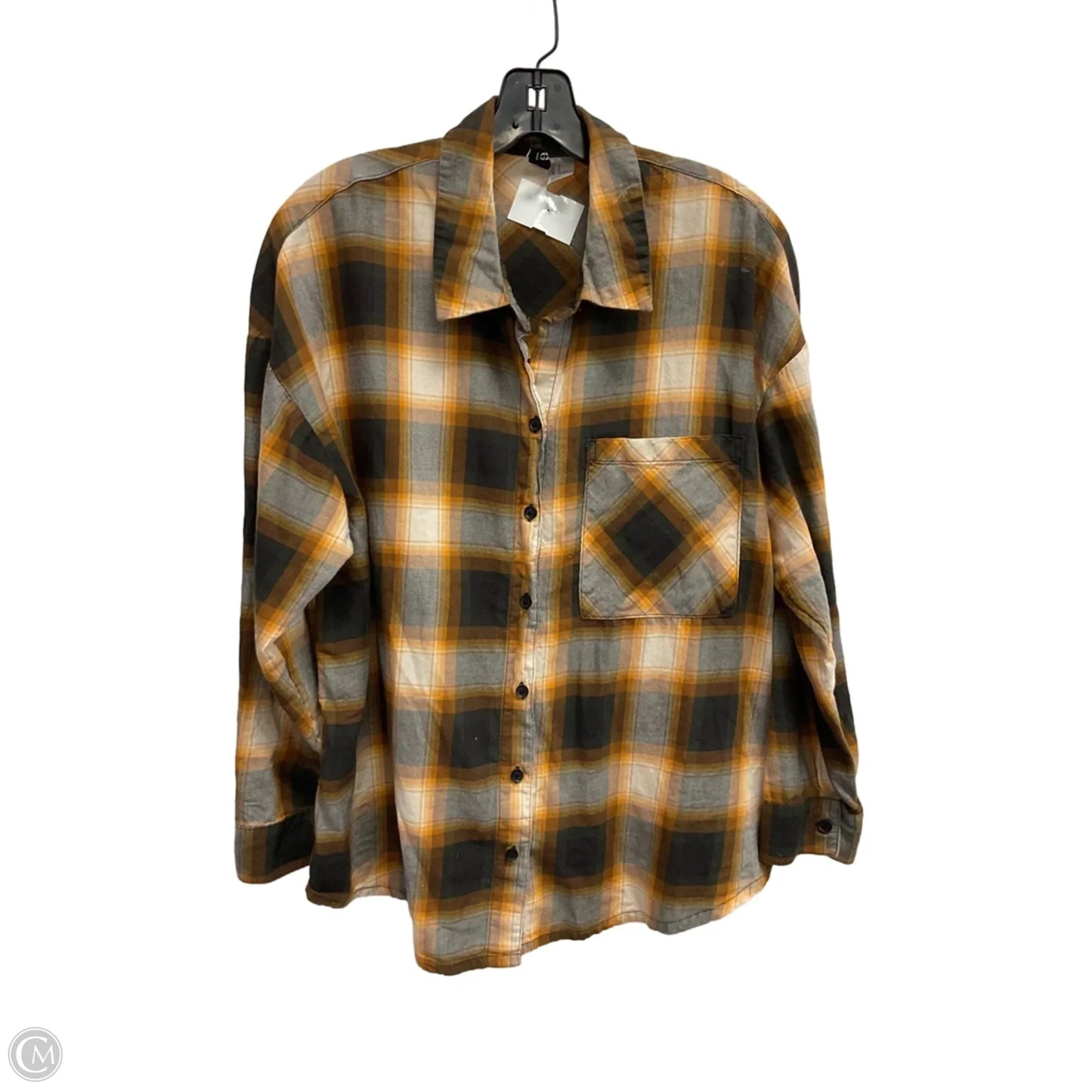 Top Long Sleeve By Divided In Plaid Pattern, Size: M