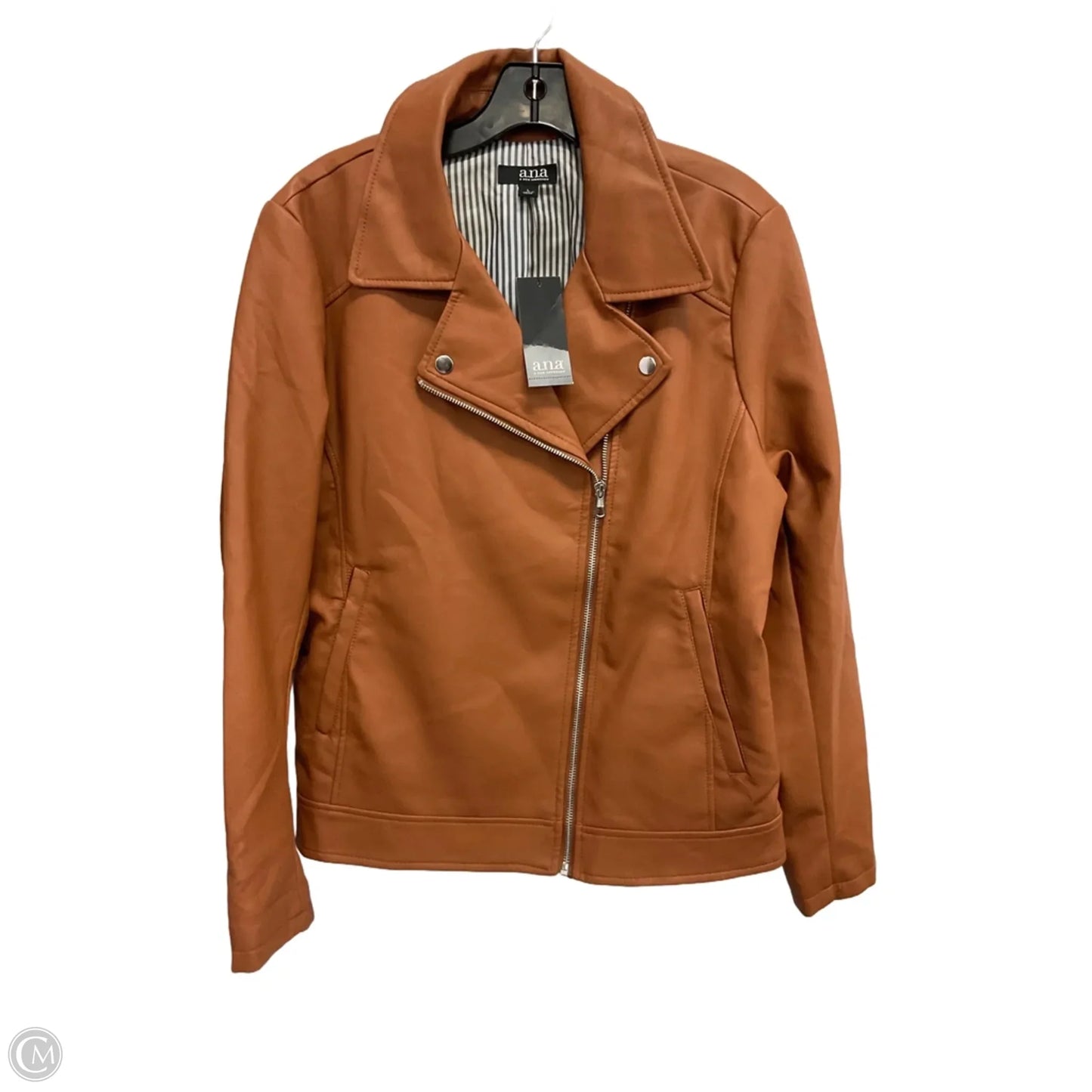 Jacket Moto By Ana In Brown, Size: L
