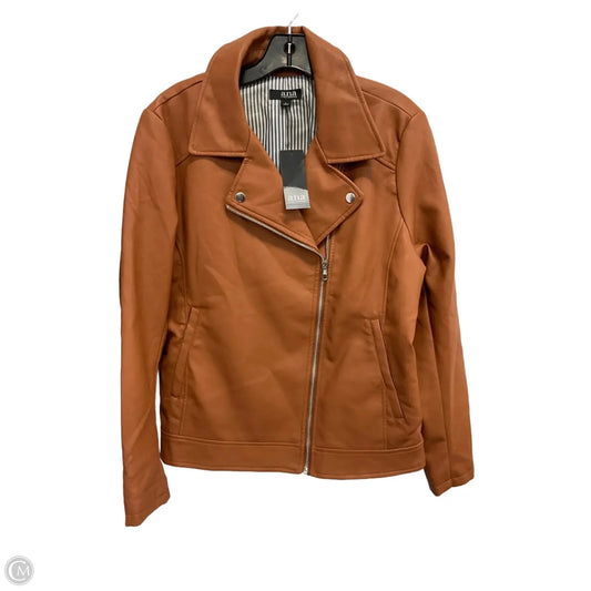 Jacket Moto By Ana In Brown, Size: L