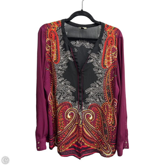 Blouse Long Sleeve By Dana Buchman In Multi-colored, Size: Xl