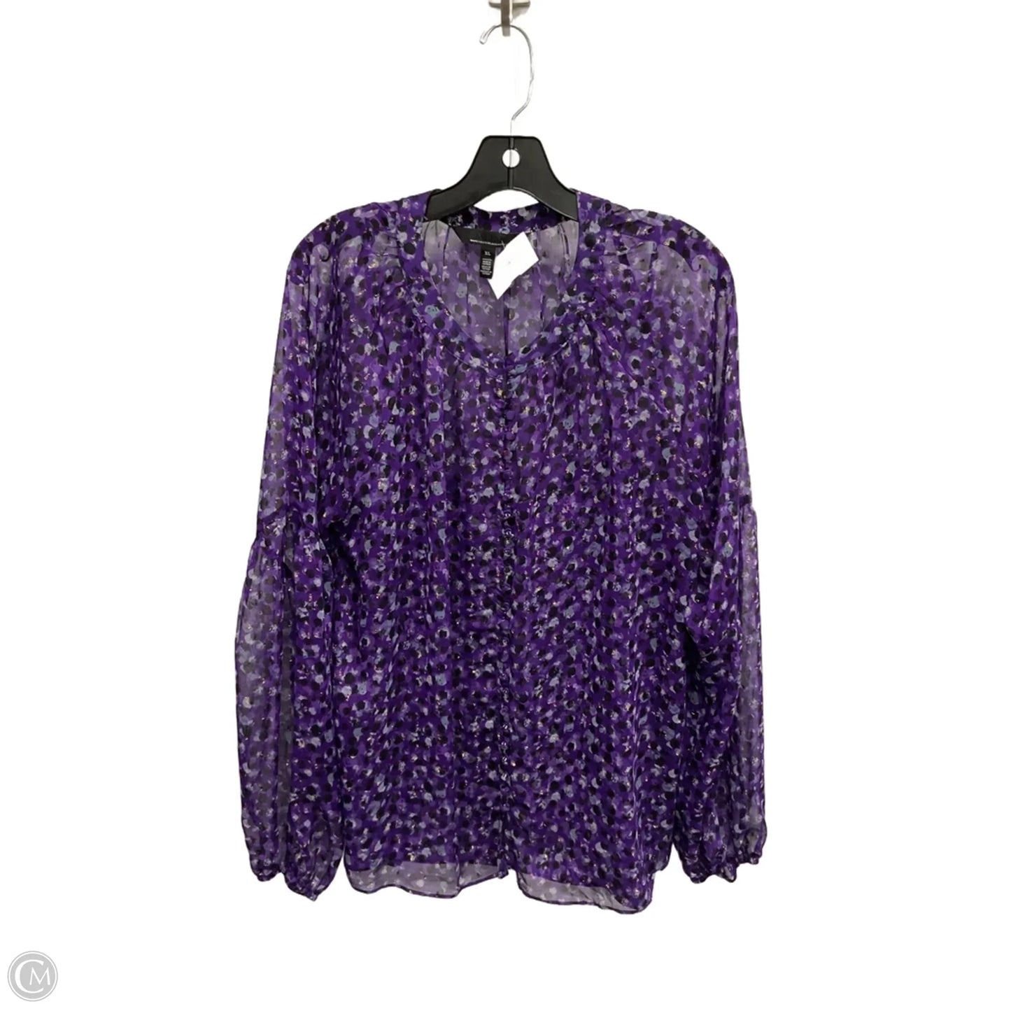 Blouse Long Sleeve By White House Black Market In Purple, Size: Xl