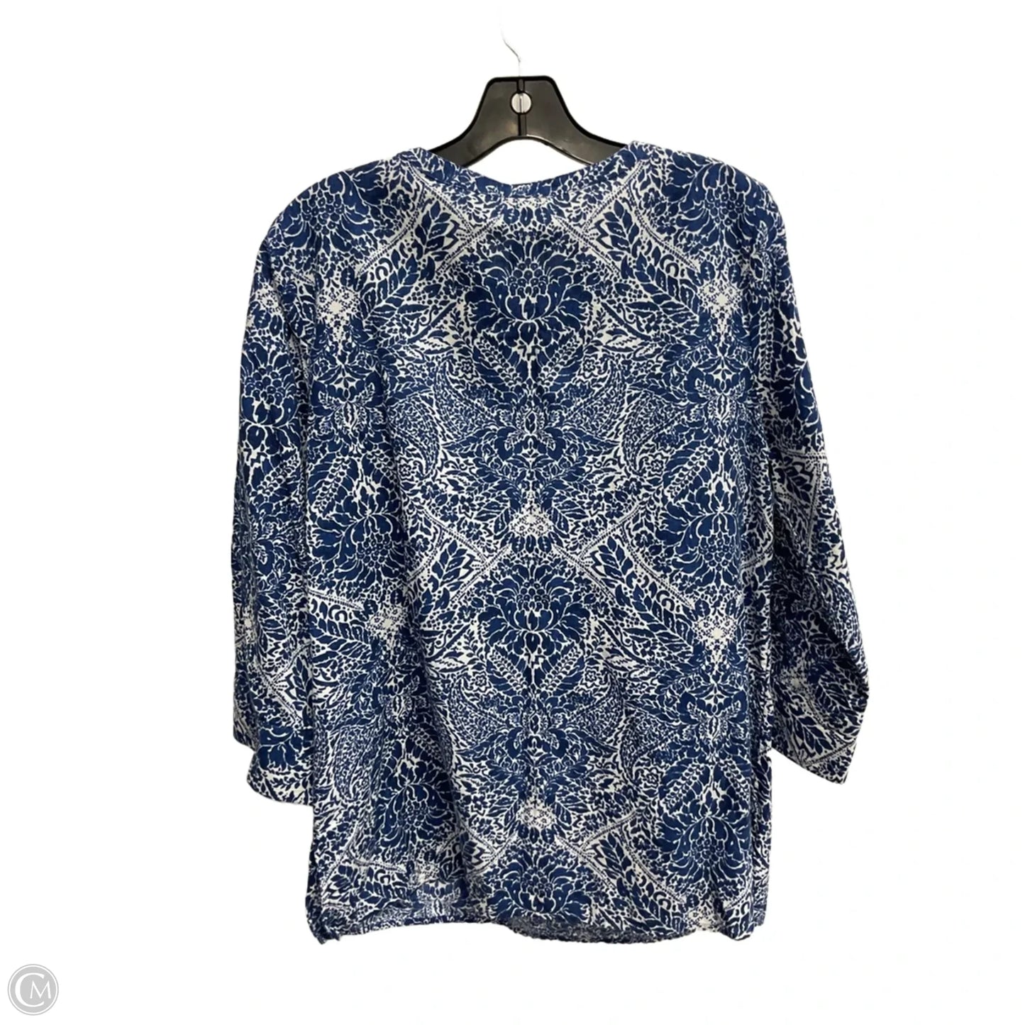 Top Long Sleeve By Chicos In Blue & White, Size: M