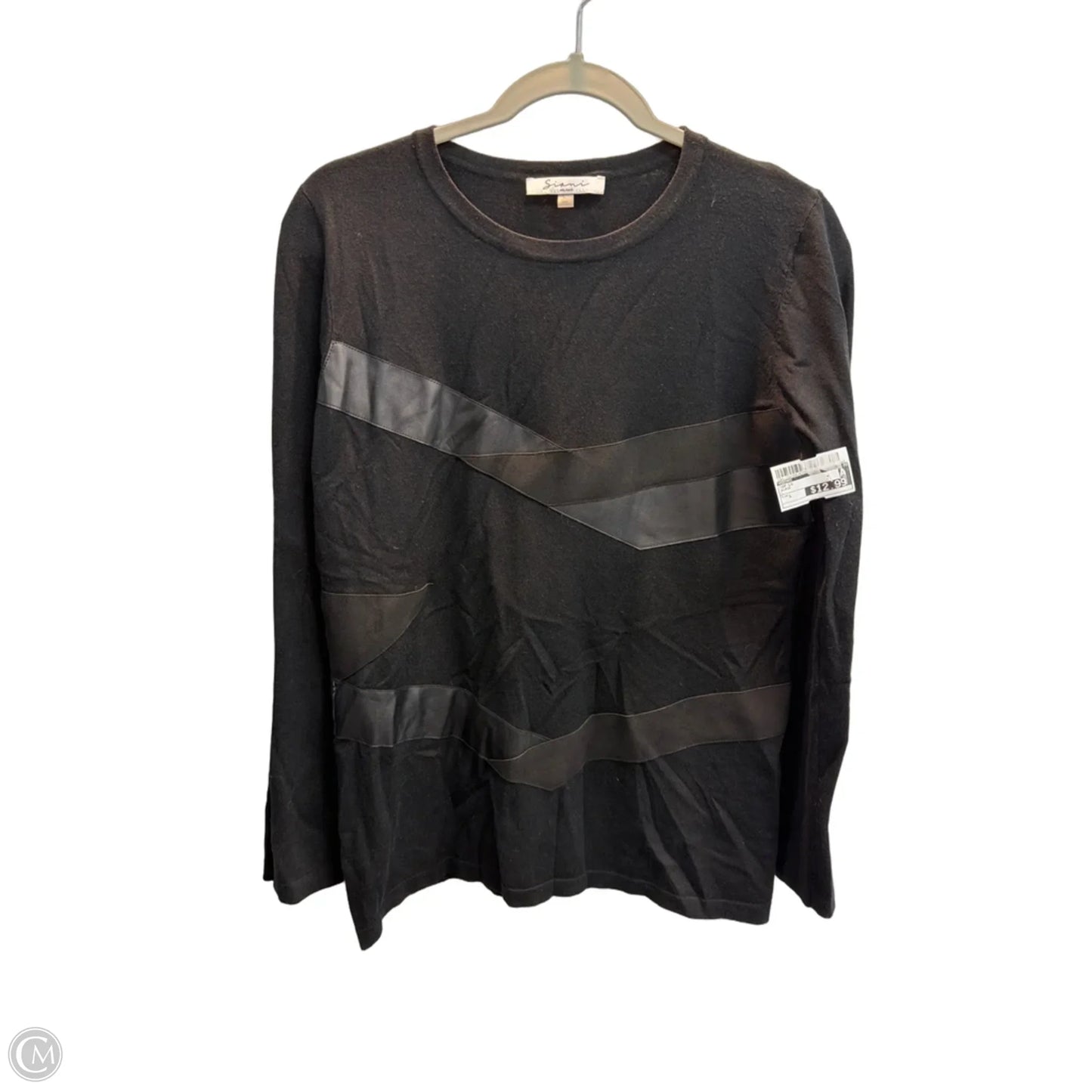 Top Long Sleeve By Sioni In Black, Size: L