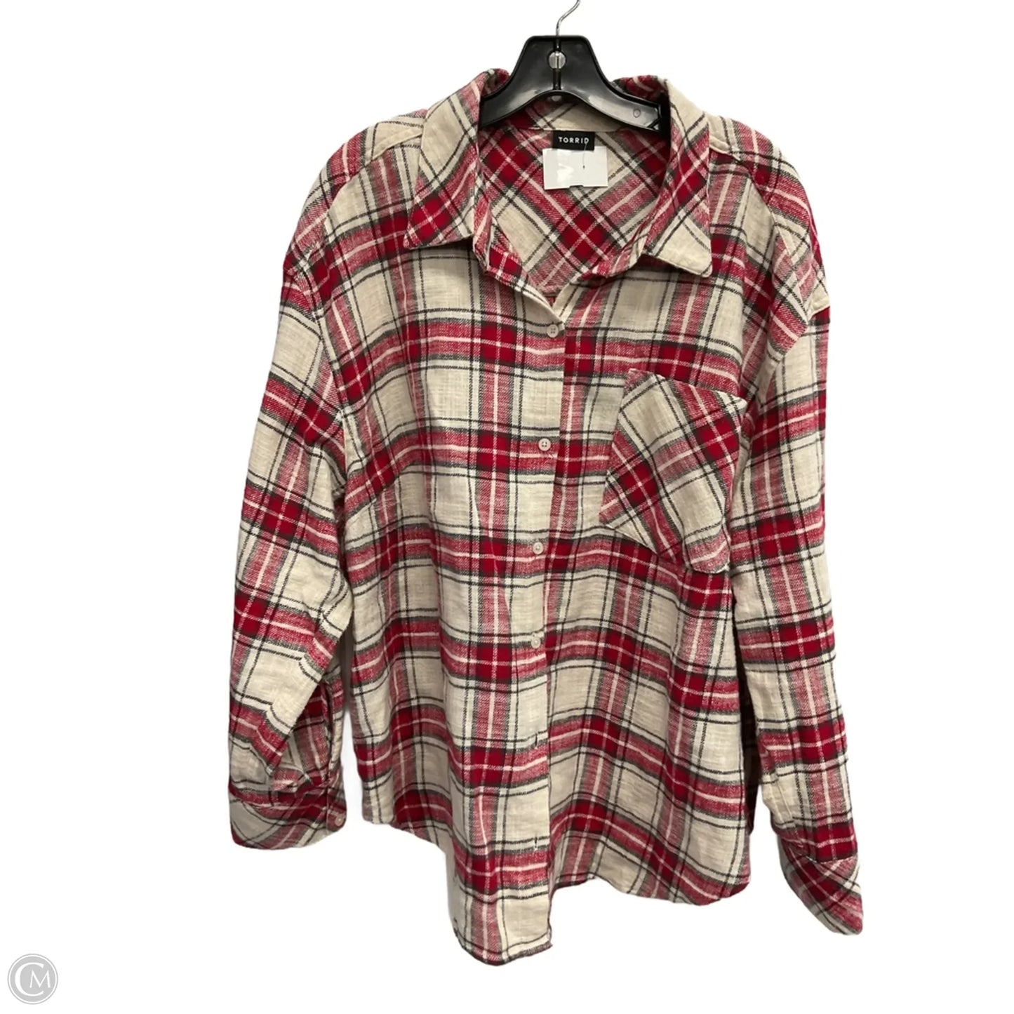 Top Long Sleeve By Torrid In Plaid Pattern, Size: 2x