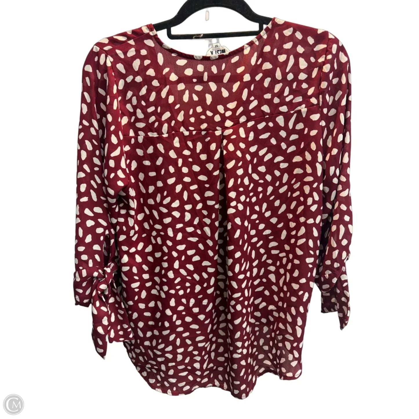 Blouse Long Sleeve By Clothes Mentor In Polkadot Pattern, Size: M