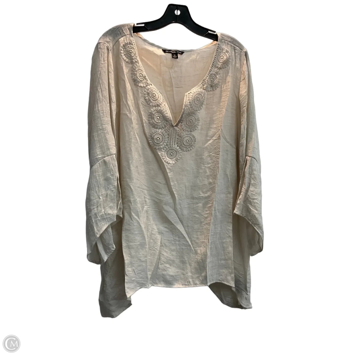 Top Long Sleeve By Zac And Rachel In Beige, Size: 2x