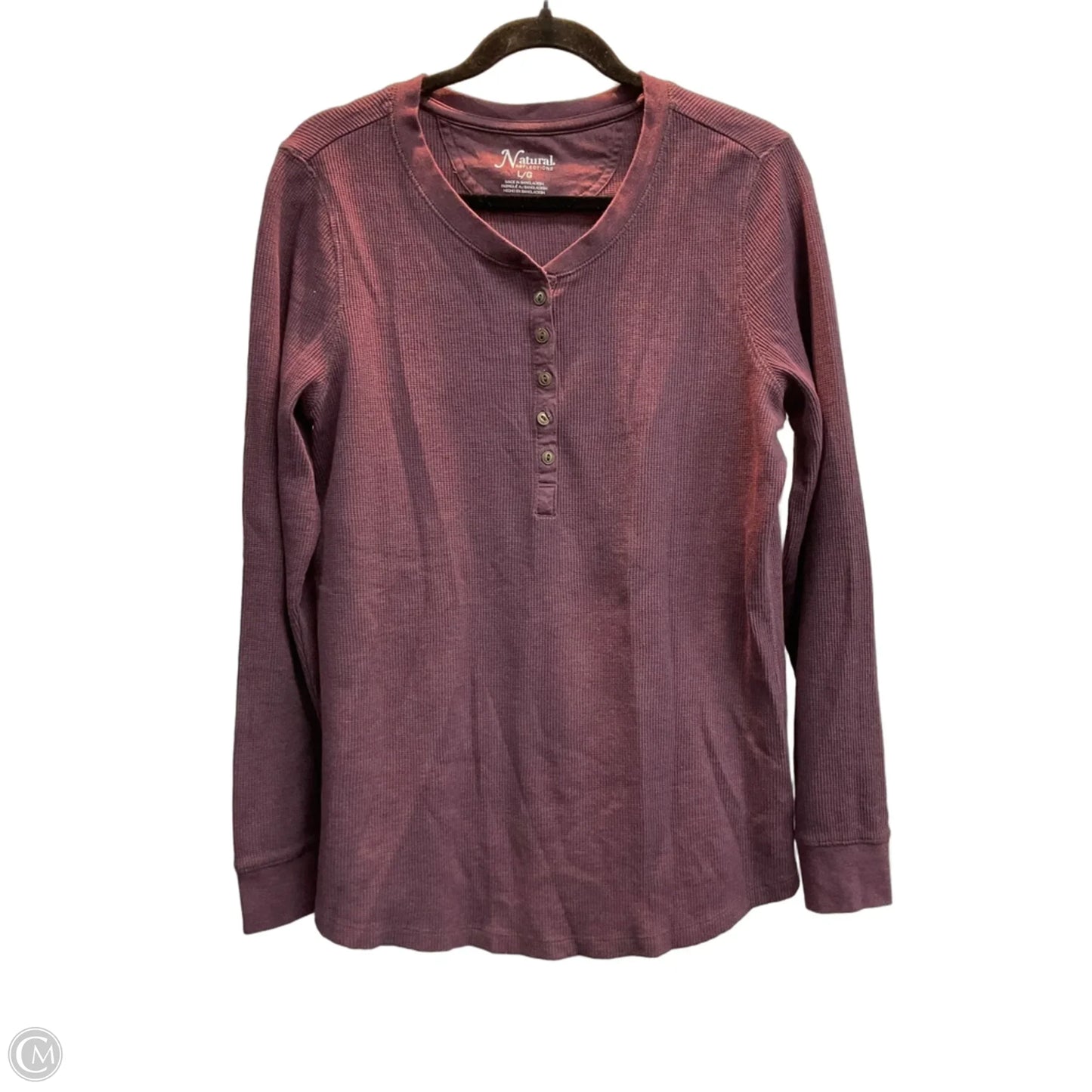 Top Long Sleeve Basic By Natural Reflections In Purple, Size: L