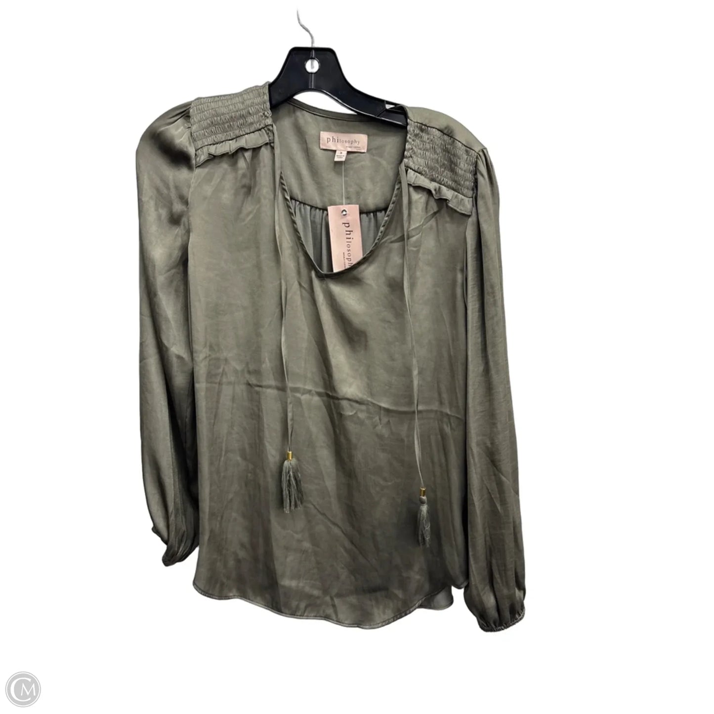 Blouse Long Sleeve By Philosophy In Green, Size: S