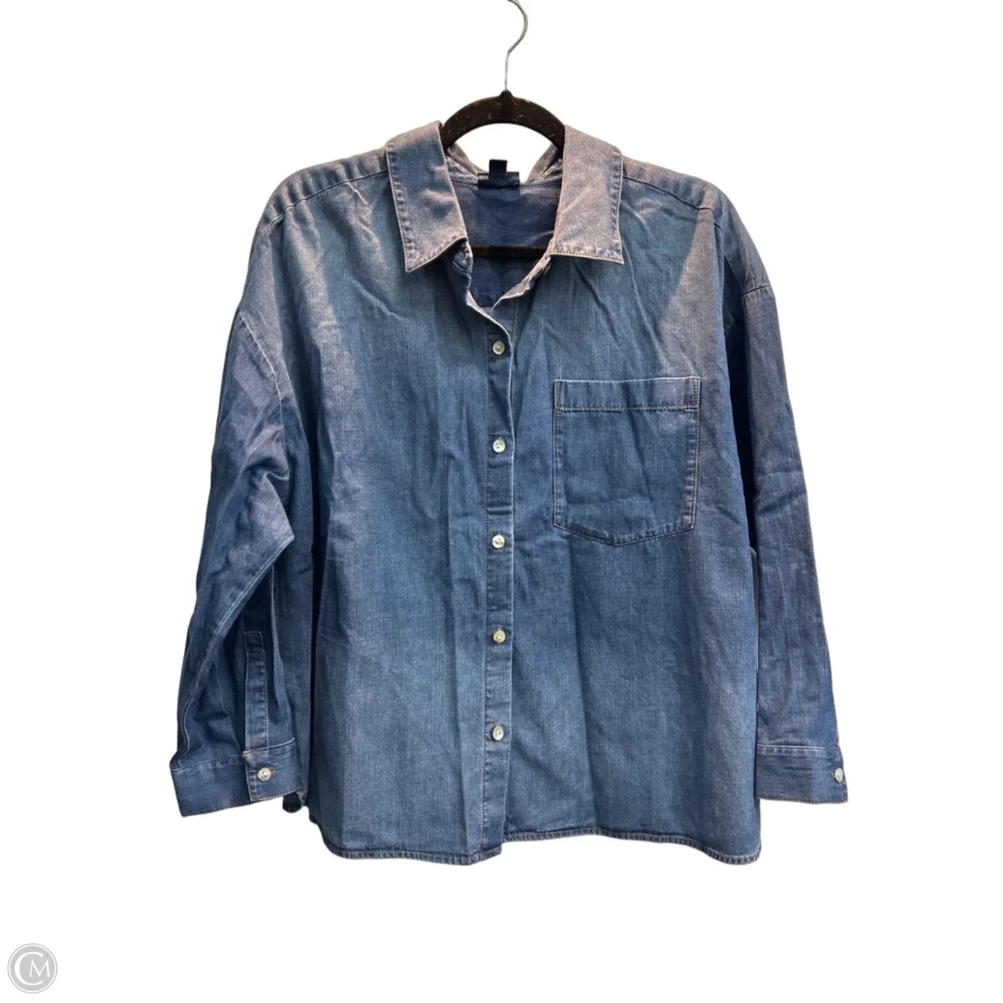Top Long Sleeve By J. Jill In Blue Denim, Size: Xlp
