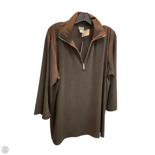 Top Long Sleeve By Chicos In Brown, Size: Xl