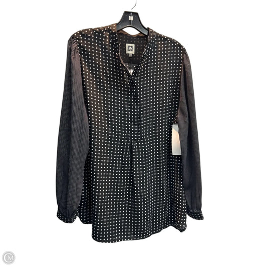 Blouse Long Sleeve By Anne Klein In Polkadot Pattern, Size: Xlp