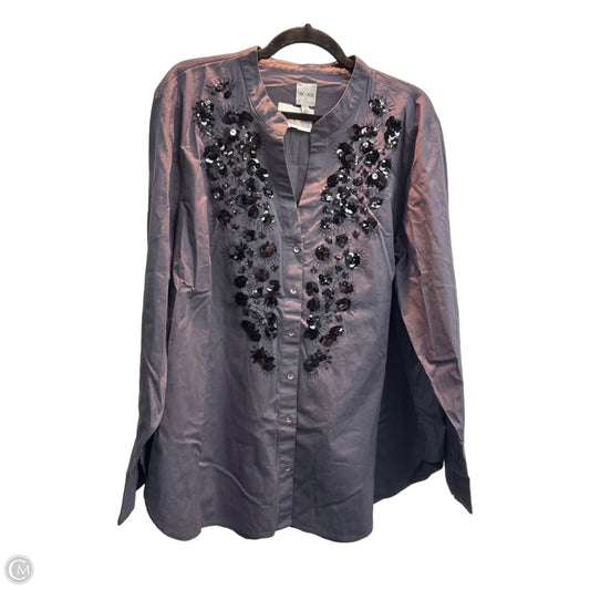 Top Long Sleeve By Nic + Zoe In Black, Size: 2x