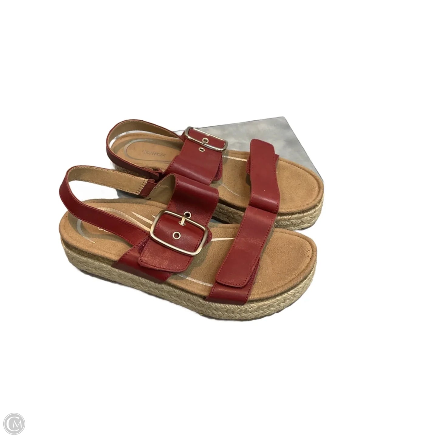 Sandals Heels Platform By Aetrex In Maroon, Size: 8.5