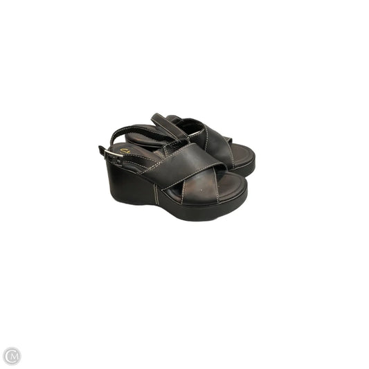 Sandals Heels Wedge By Clarks In Black, Size: 7.5