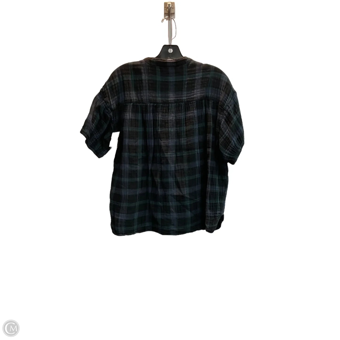 Top Short Sleeve By Madewell In Plaid Pattern, Size: L