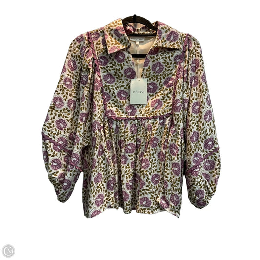Blouse Long Sleeve By Entro In Floral Print, Size: M