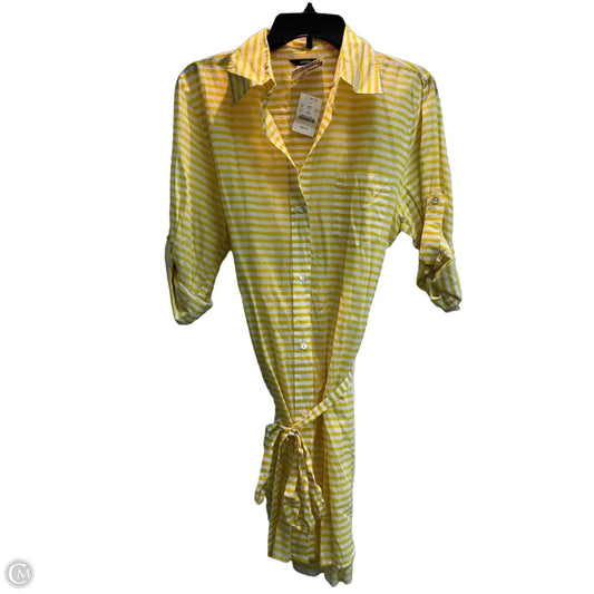 Dress Casual Midi By J. Crew In White & Yellow, Size: L