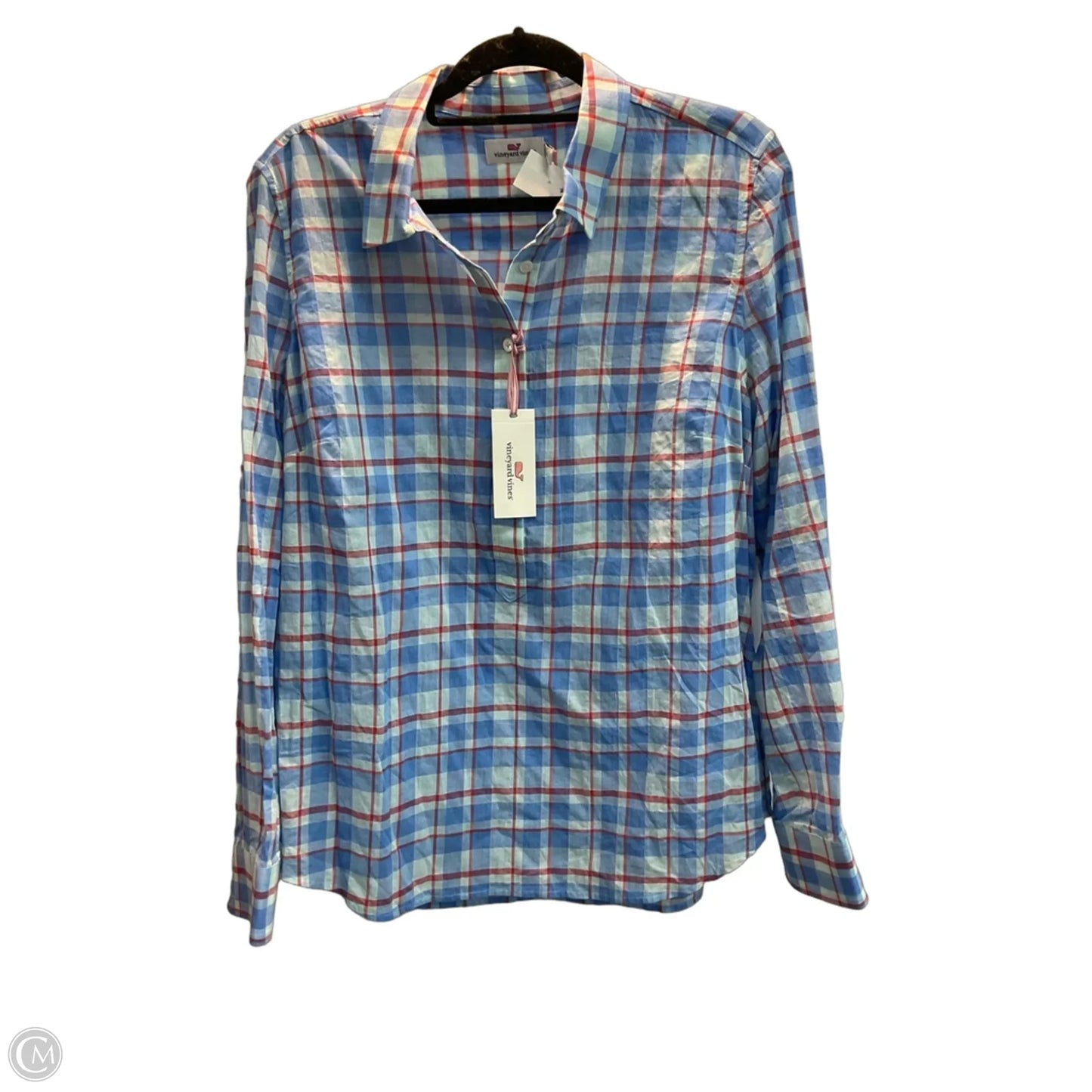 Top Long Sleeve By Vineyard Vines In Plaid Pattern, Size: Xl
