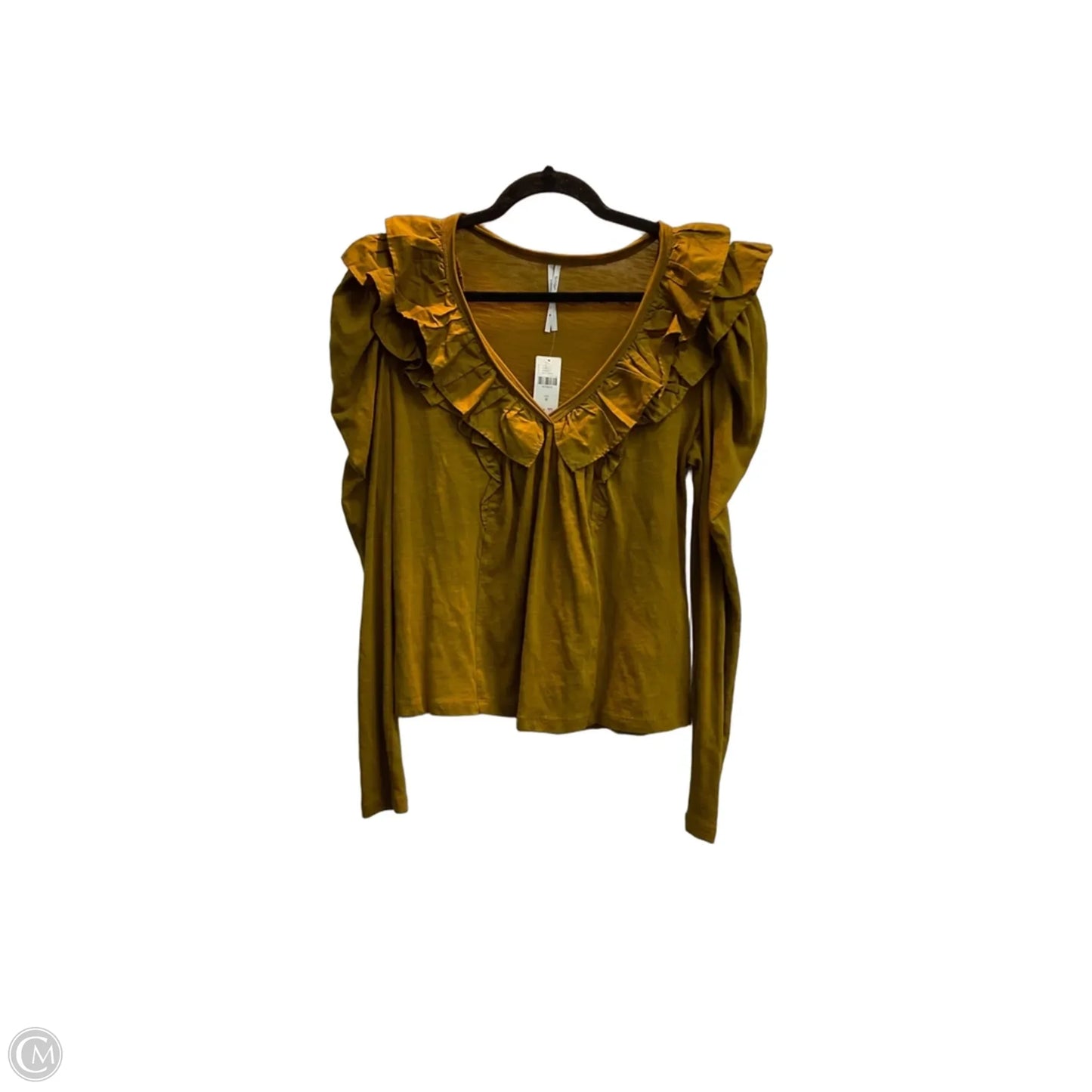 Top Long Sleeve By Anthropologie In Brown, Size: M