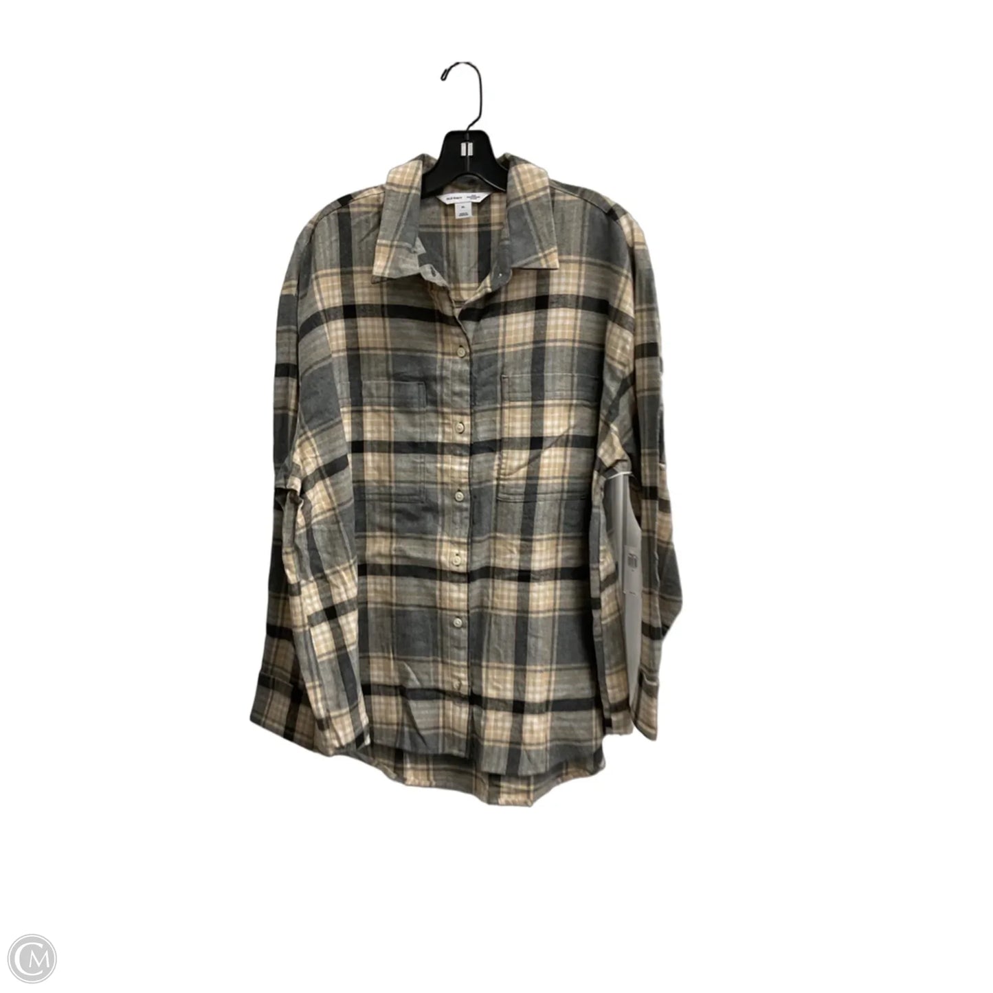 Top Long Sleeve By Old Navy In Plaid Pattern, Size: Xl