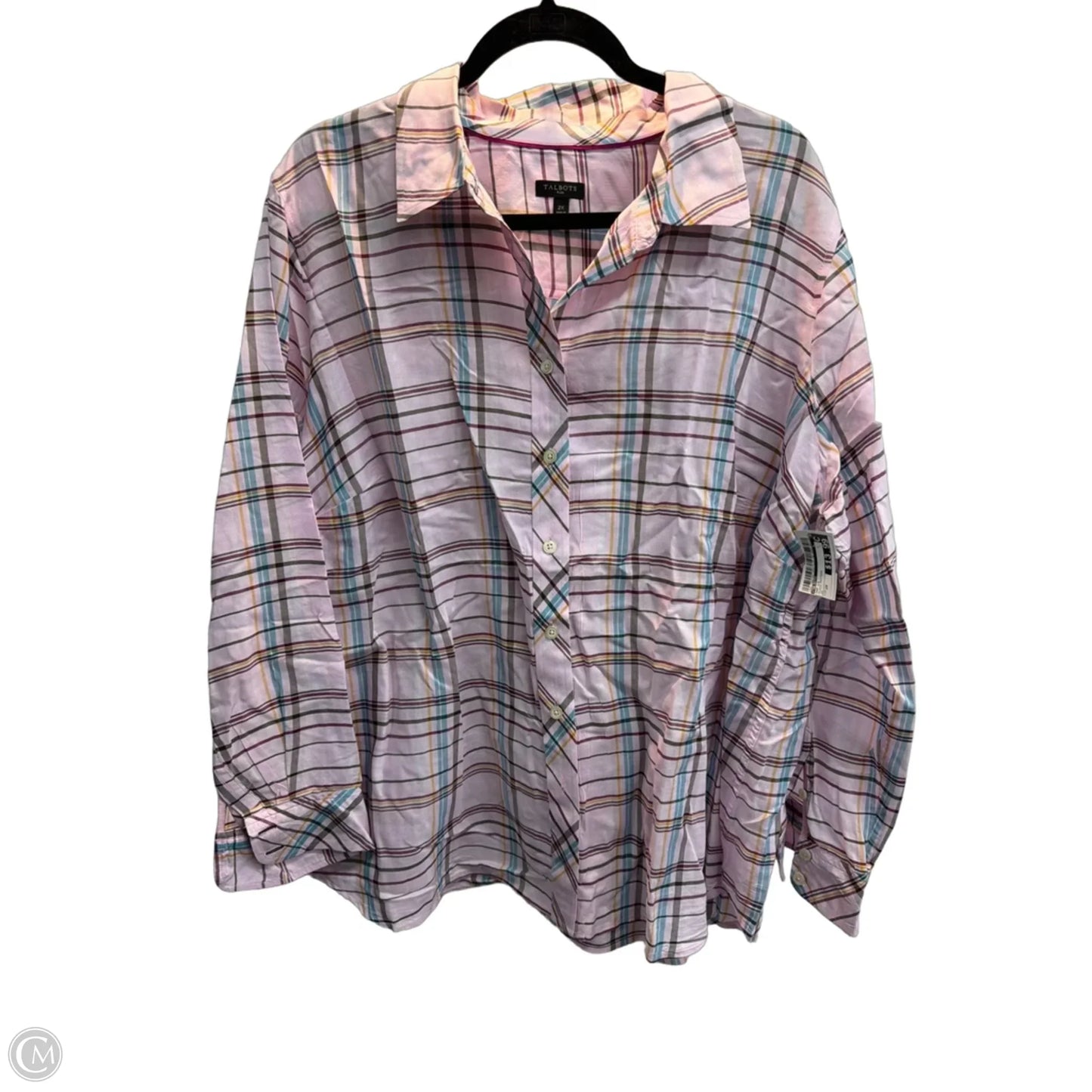 Top Long Sleeve By Talbots In Plaid Pattern, Size: 2x