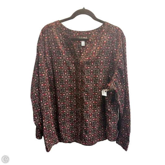 Top Long Sleeve By Croft And Barrow In Floral Print, Size: 2x